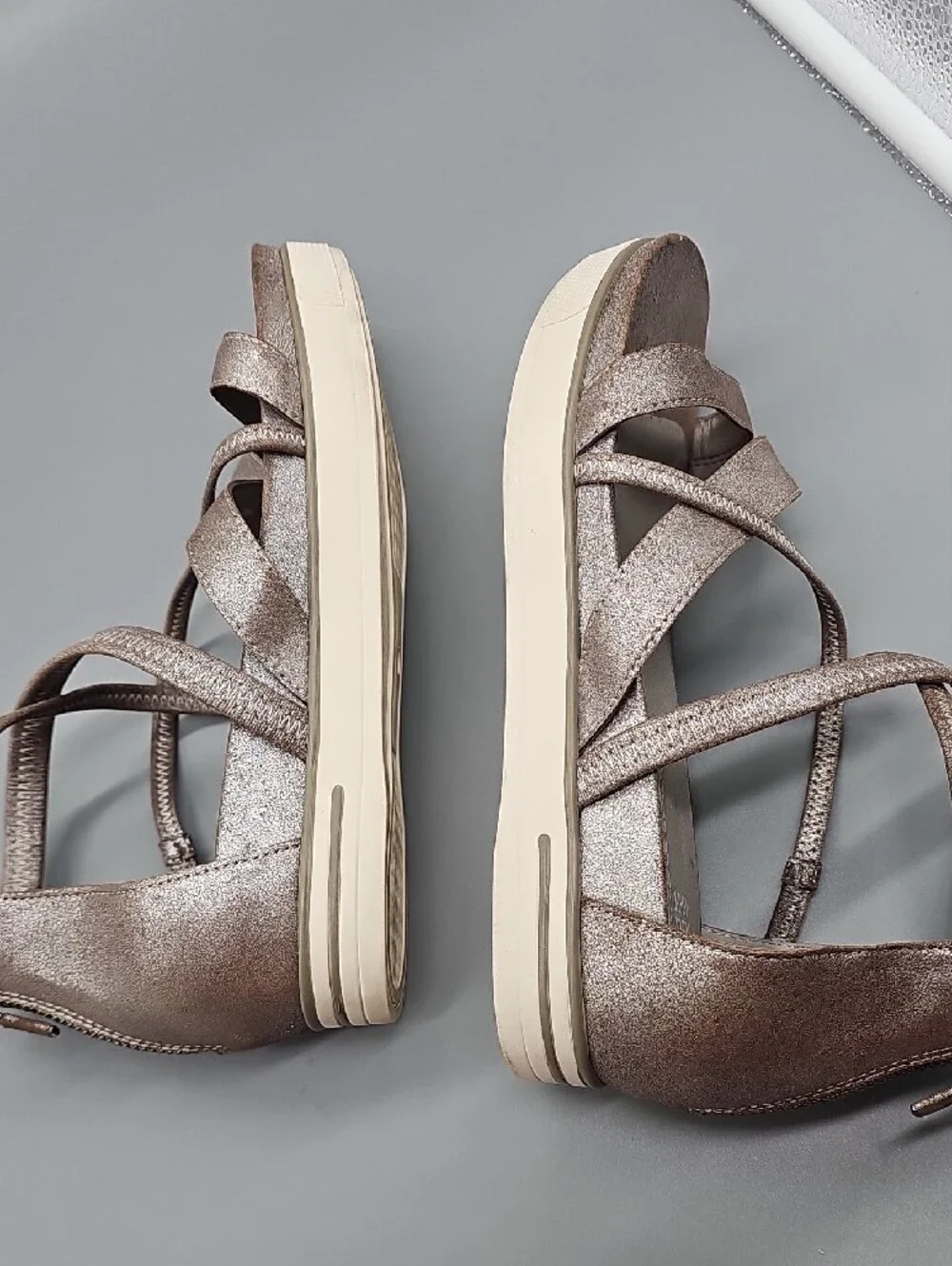 Eileen Fisher Metallic Blush Strappy Sandals